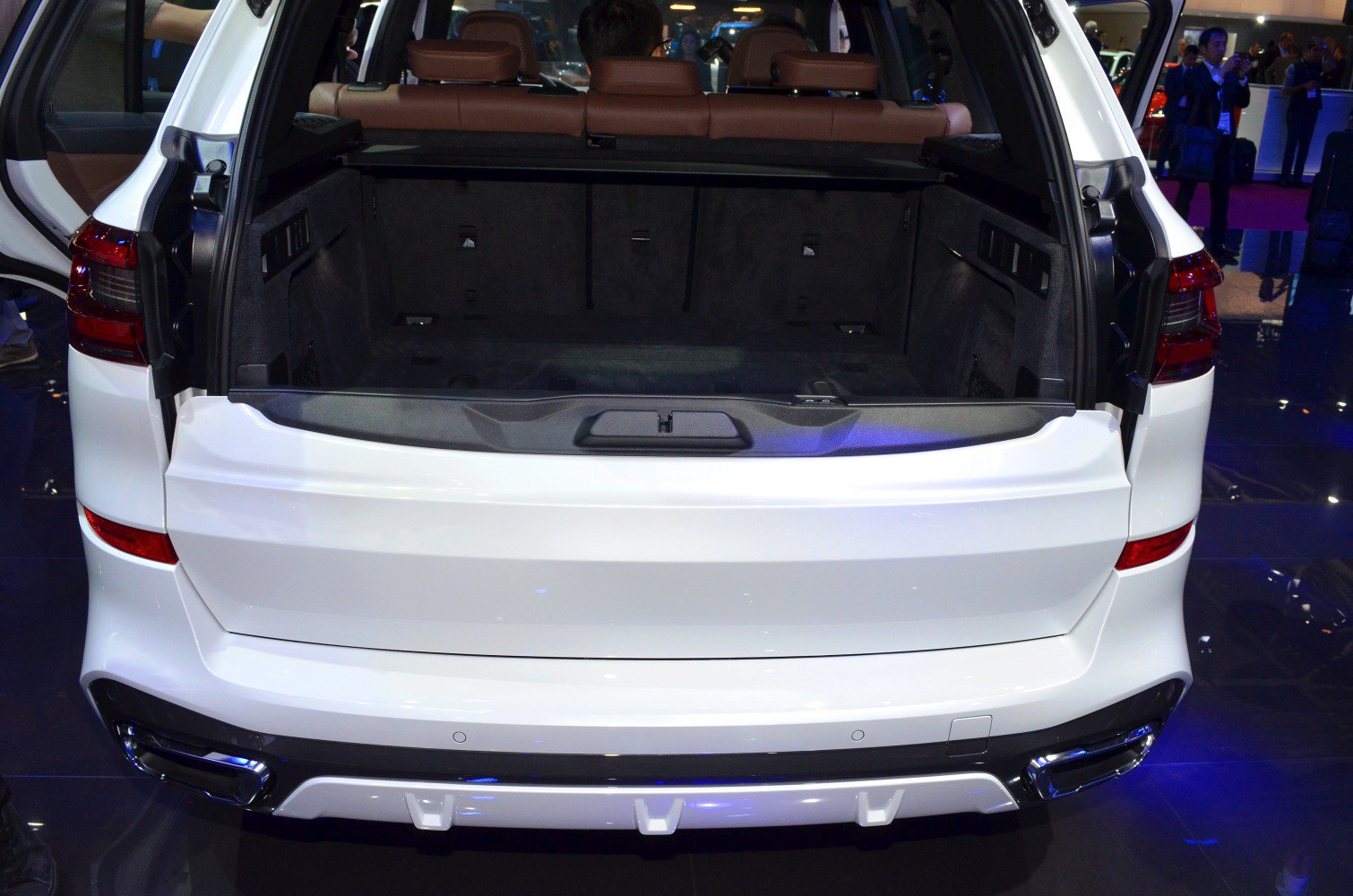 Spacious rear cargo compartment with open trunk and visible rear seats