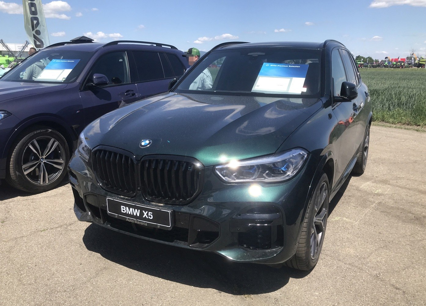 Close-up of SUV front kidney grille and headlights