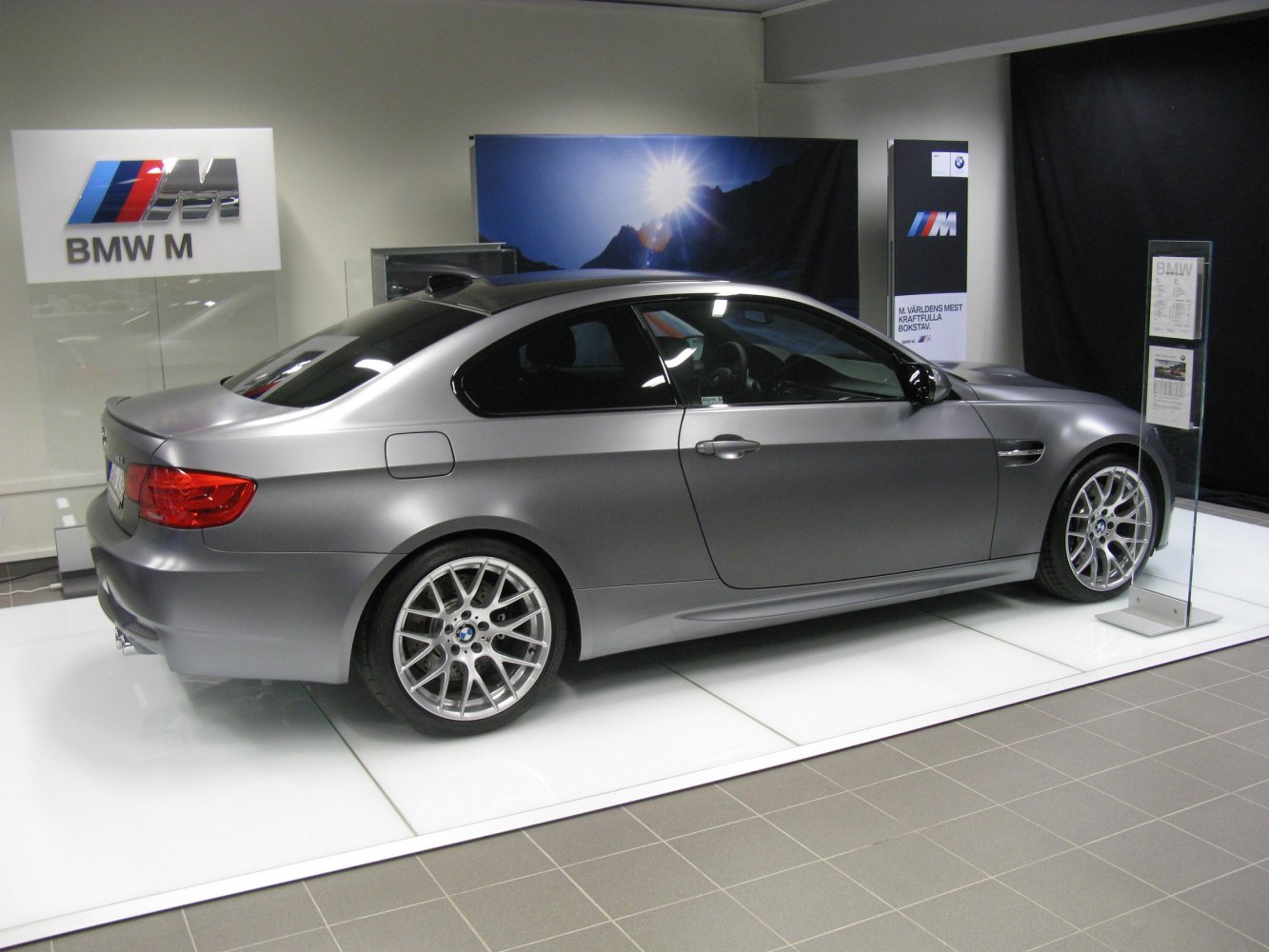 Silver BMW M3 coupe side view with sporty alloy wheels