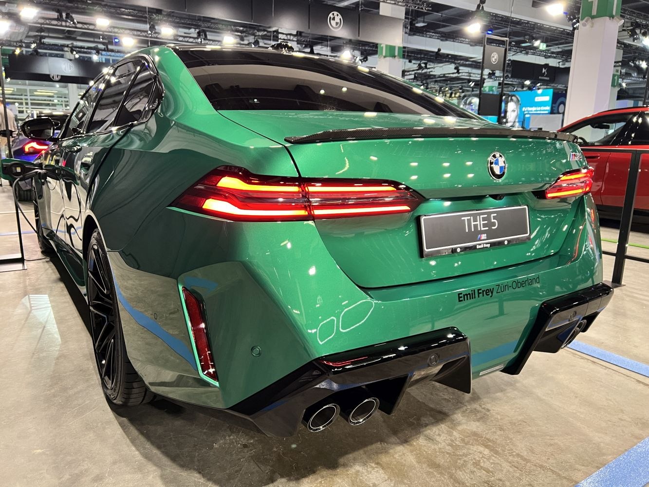 Rear view with LED tail lights and quad exhaust pipes