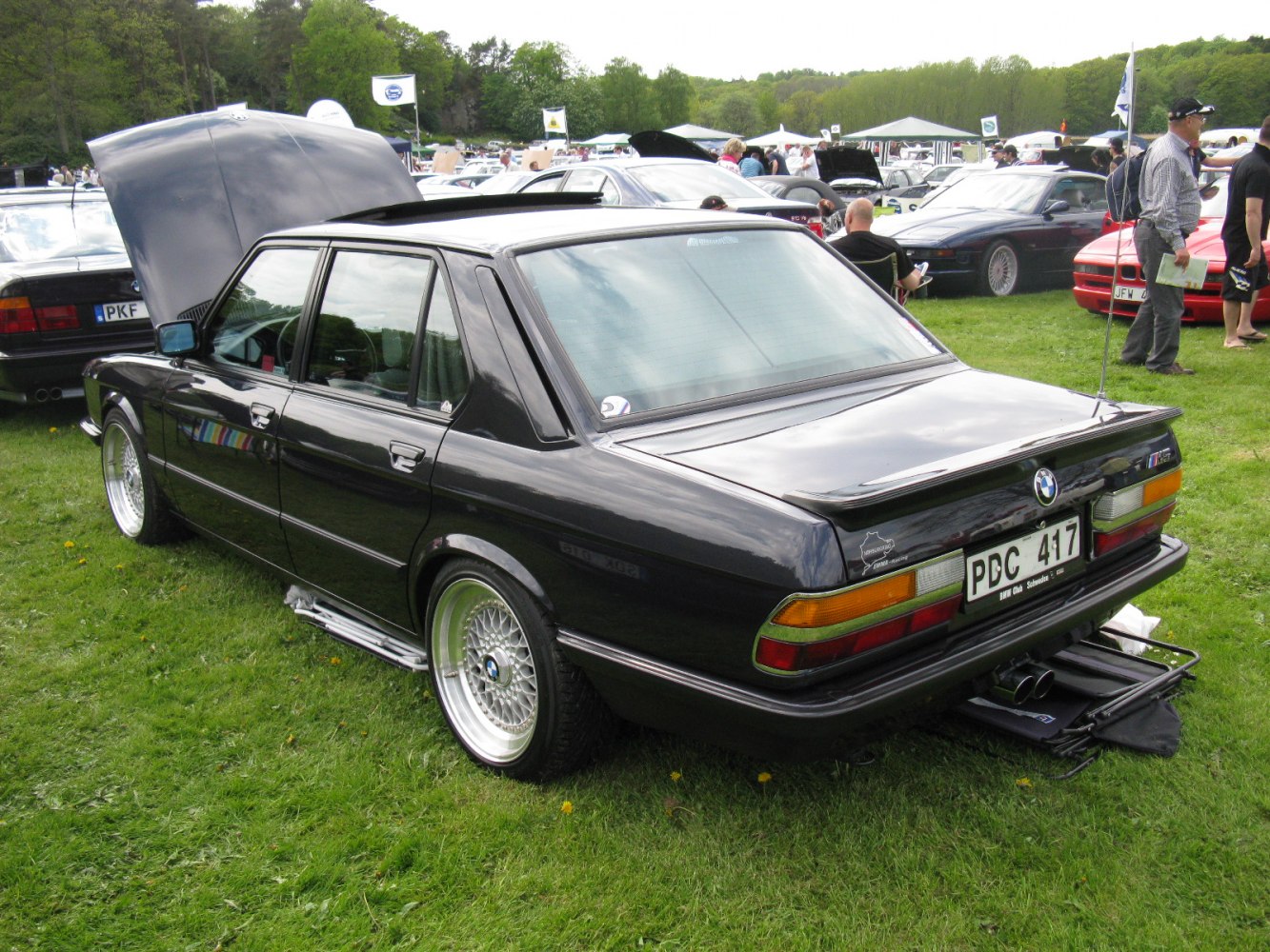 Classic BMW E28 M5 rear view with tail lights and alloy wheels