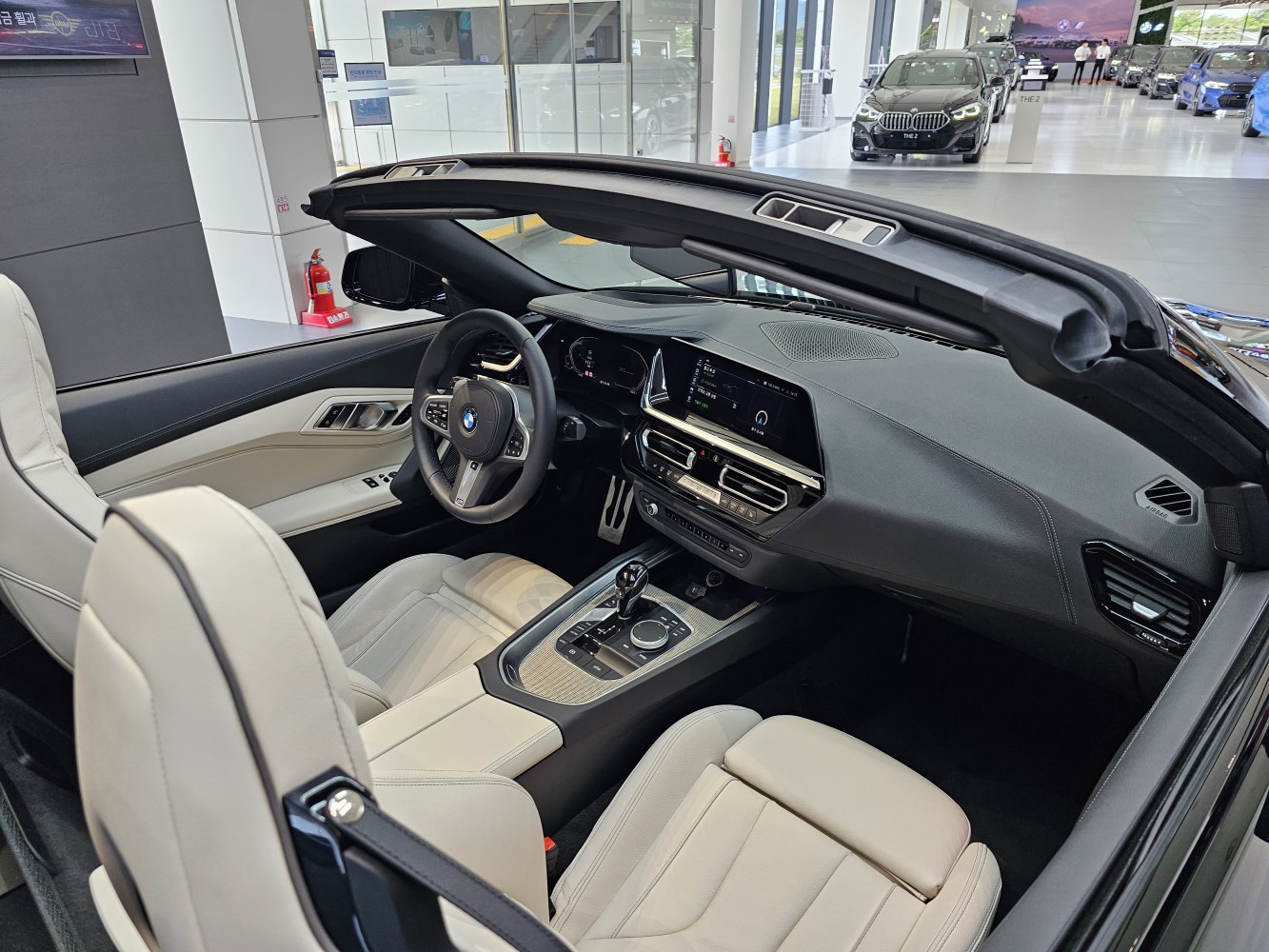 Convertible interior with modern dashboard and leather seats