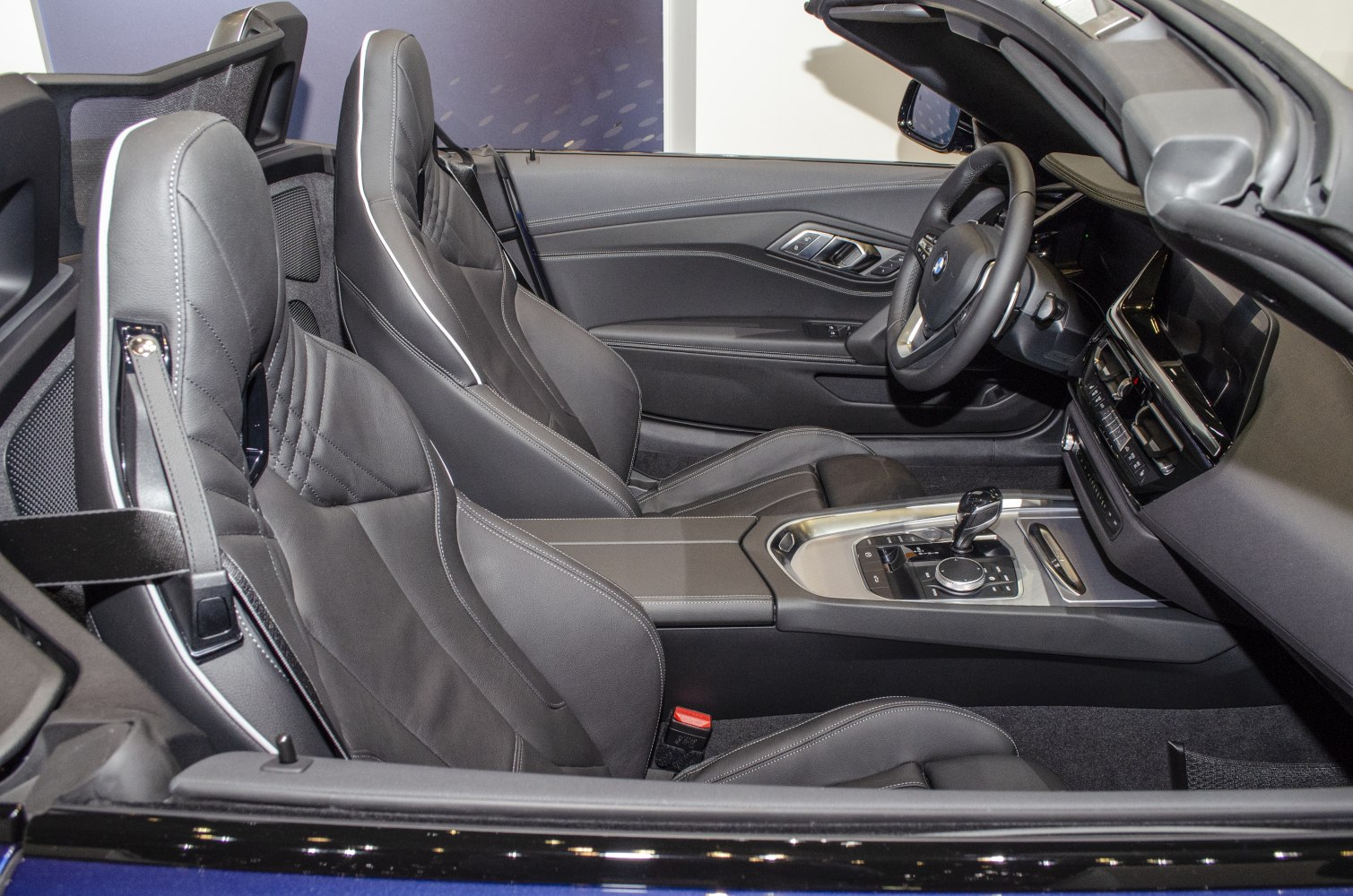 luxury black leather seats and modern center console interior design