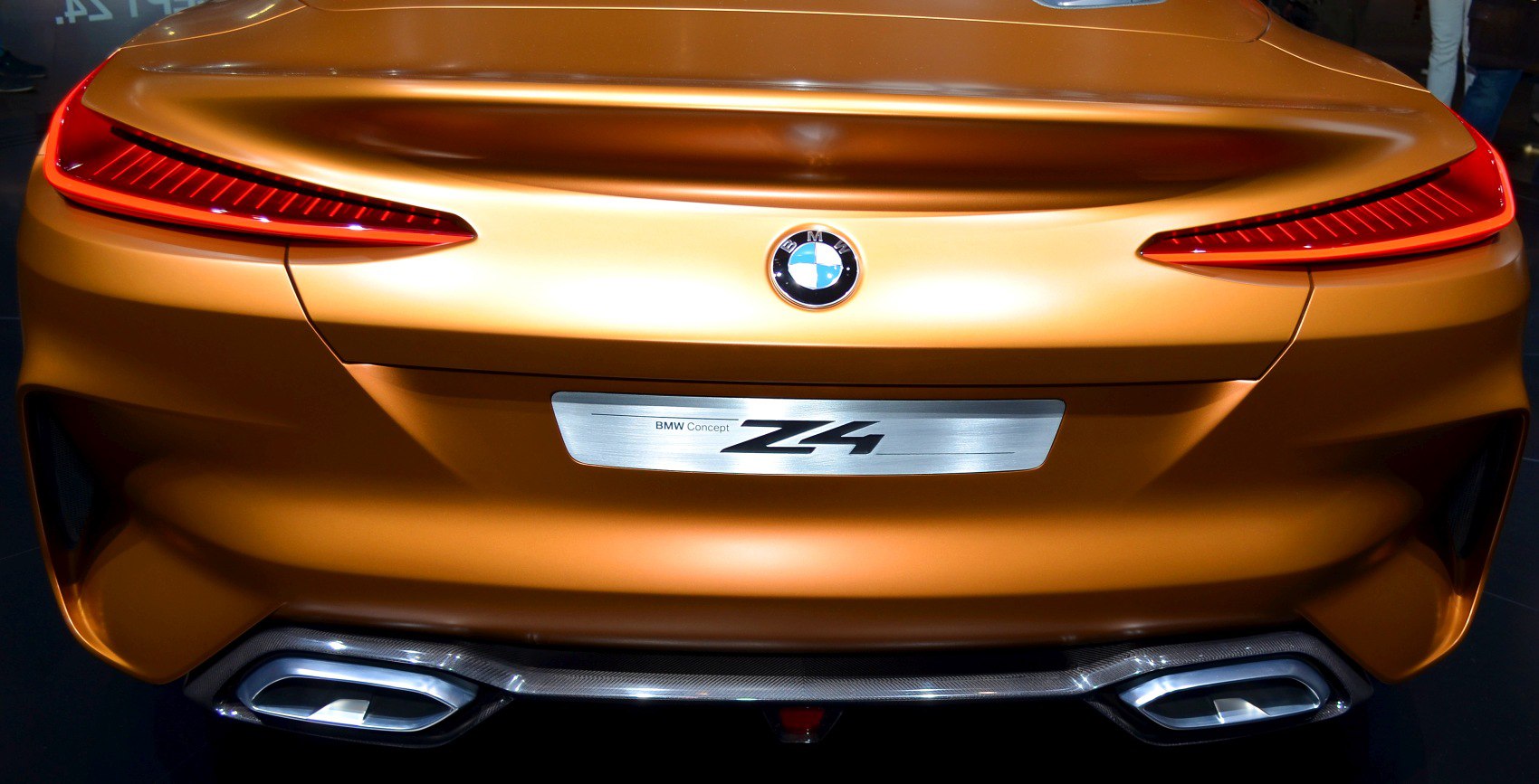 Sleek rear design with slim tail lights and dual exhausts