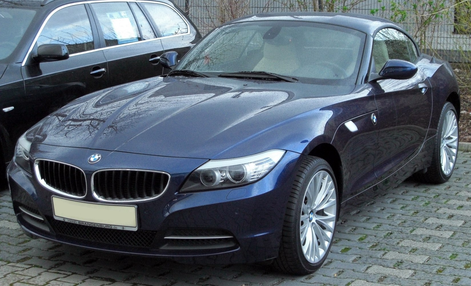 Front view with kidney grille and sleek headlights