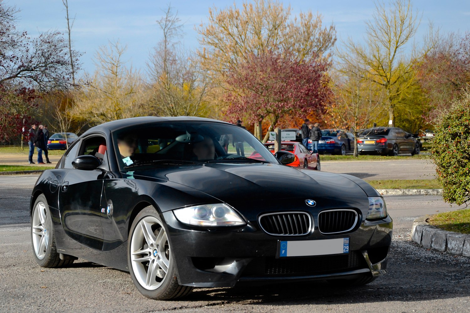 Front view of a sporty coupe with kidney grille and sleek headlights