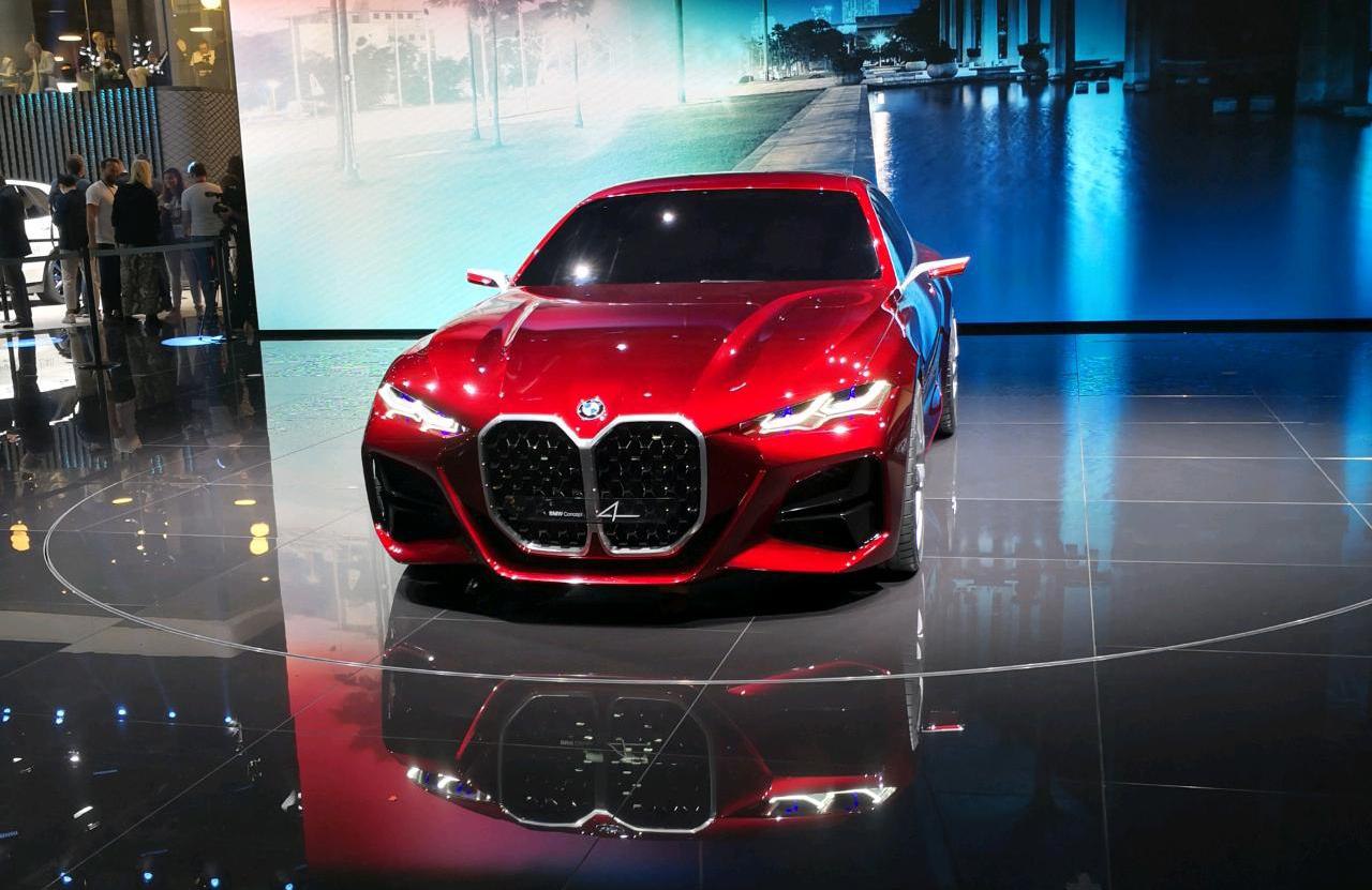 Front view with large kidney grille and sharp LED headlights