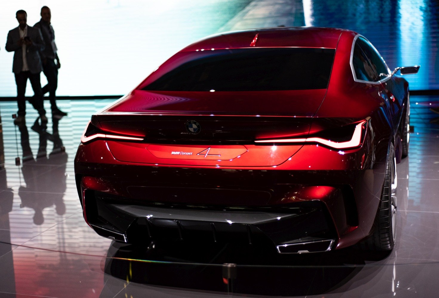 Sleek rear view with distinct LED tail lights and aerodynamic design.