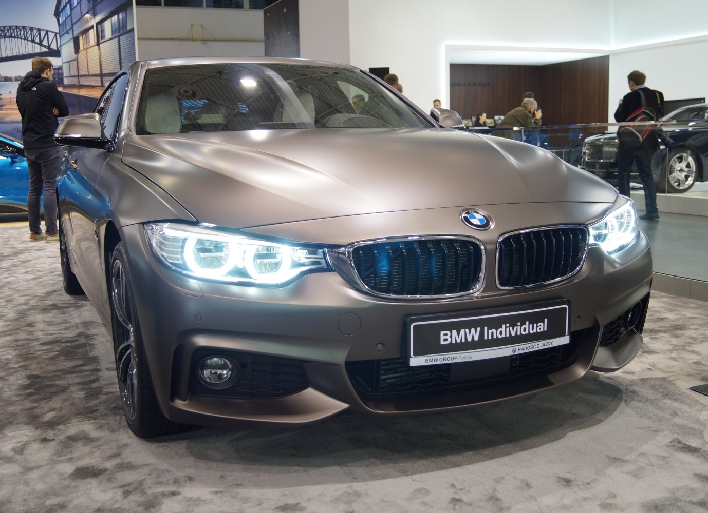 Front view with LED headlights and matte finish