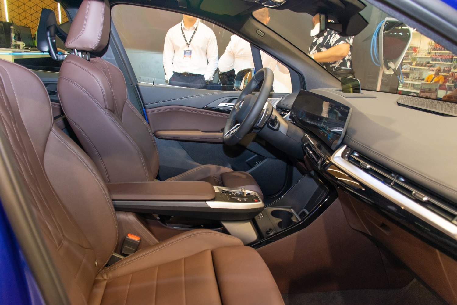 Brown leather seats and modern dashboard interior