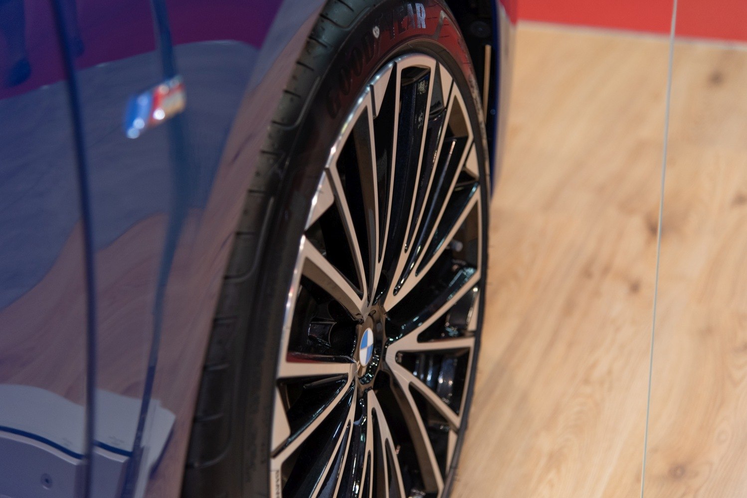 Stylish alloy wheel and tire close-up