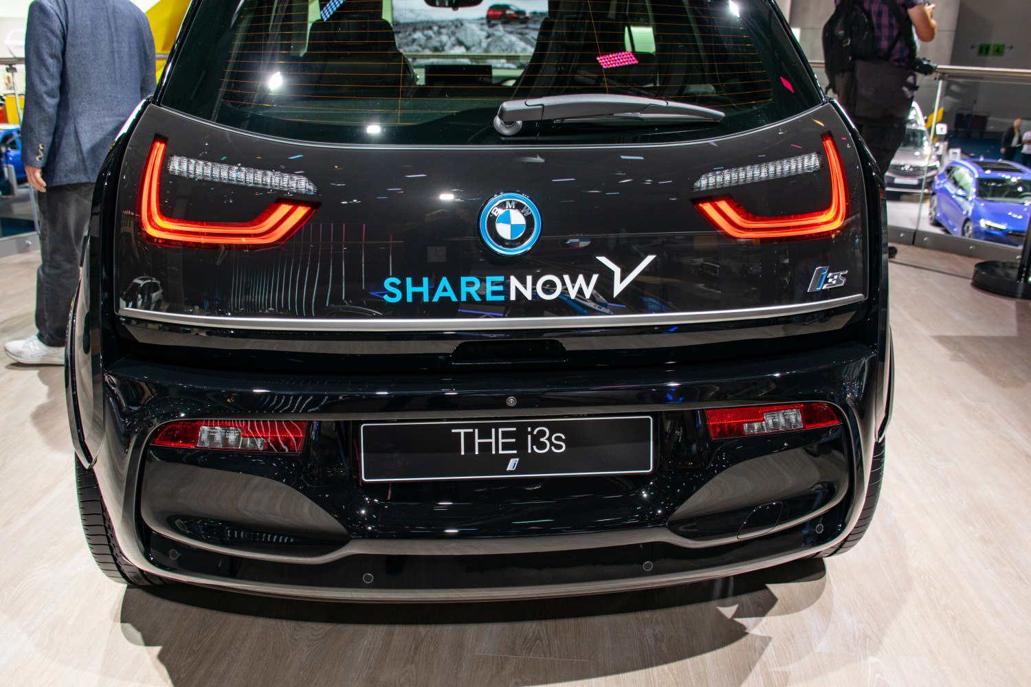 Distinctive LED tail lights and rear design of a compact electric hatchback