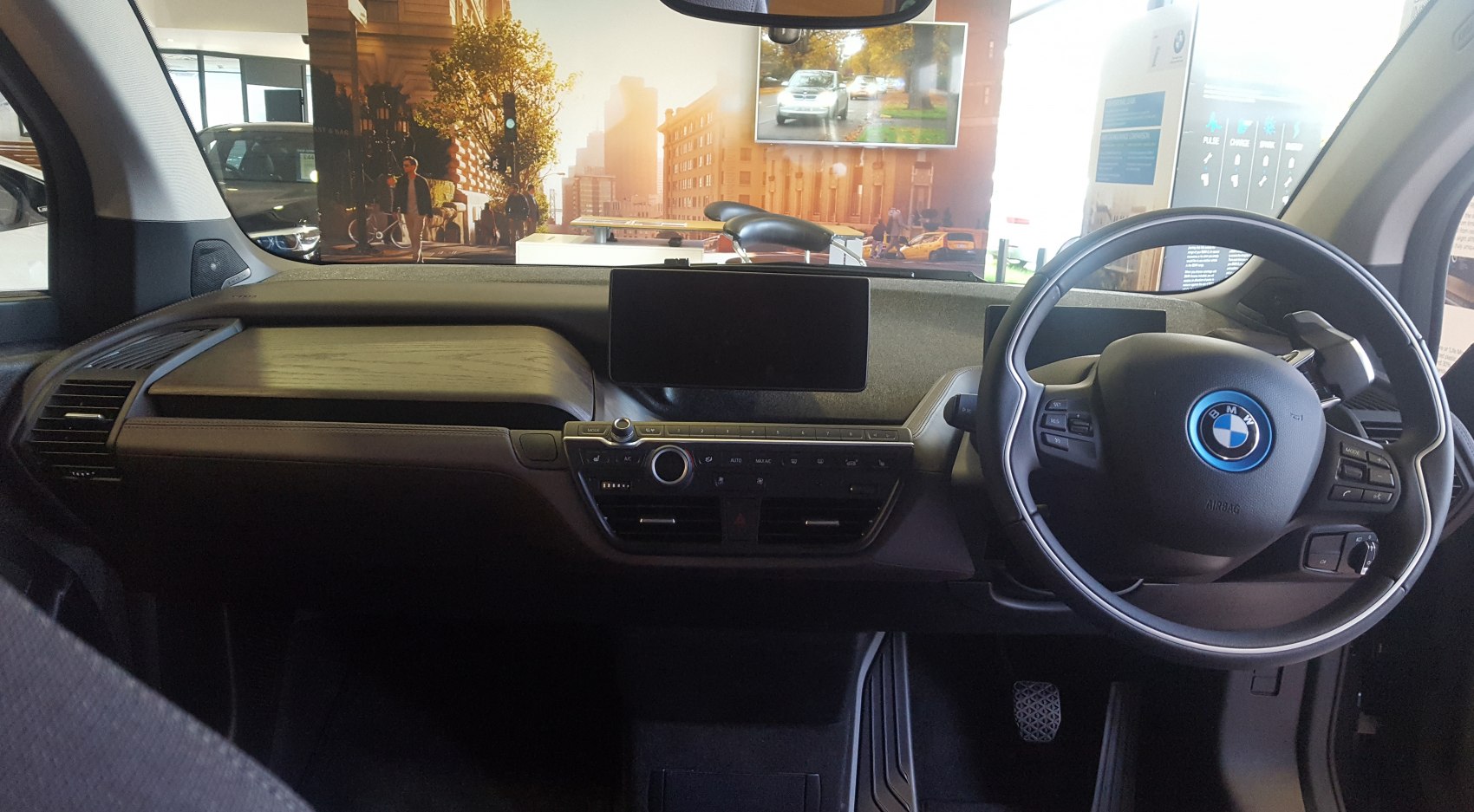 Modern dashboard with digital display and multifunction steering wheel