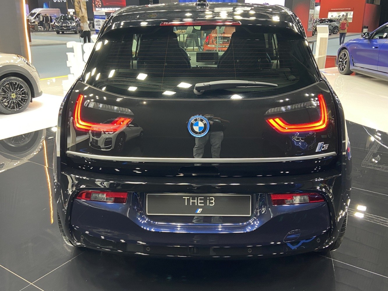 Rear view with LED tail lights and hatchback design