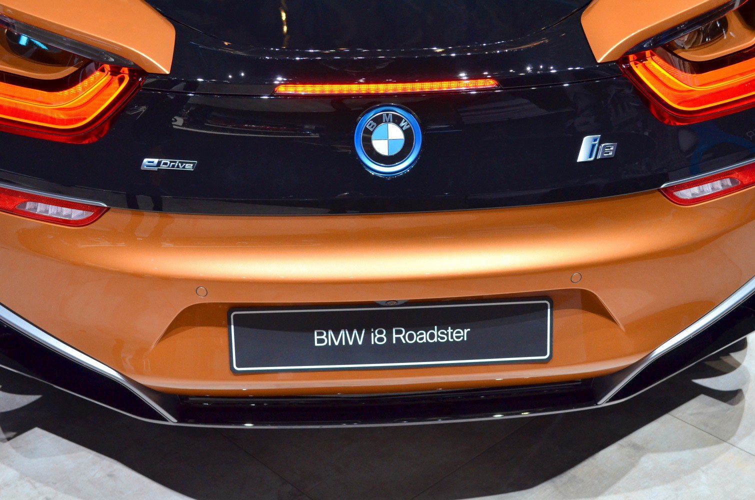 Rear badge, tail lights, and license plate area close-up
