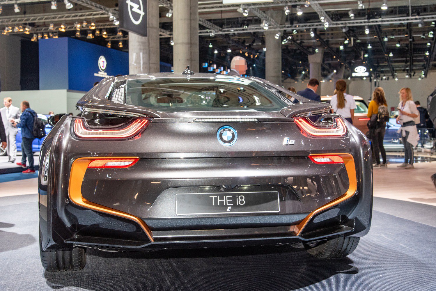 LED taillights and aerodynamic rear design of futuristic sports coupe
