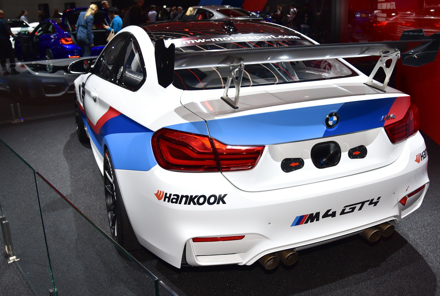 Large rear wing and aggressive diffuser on a race car rear
