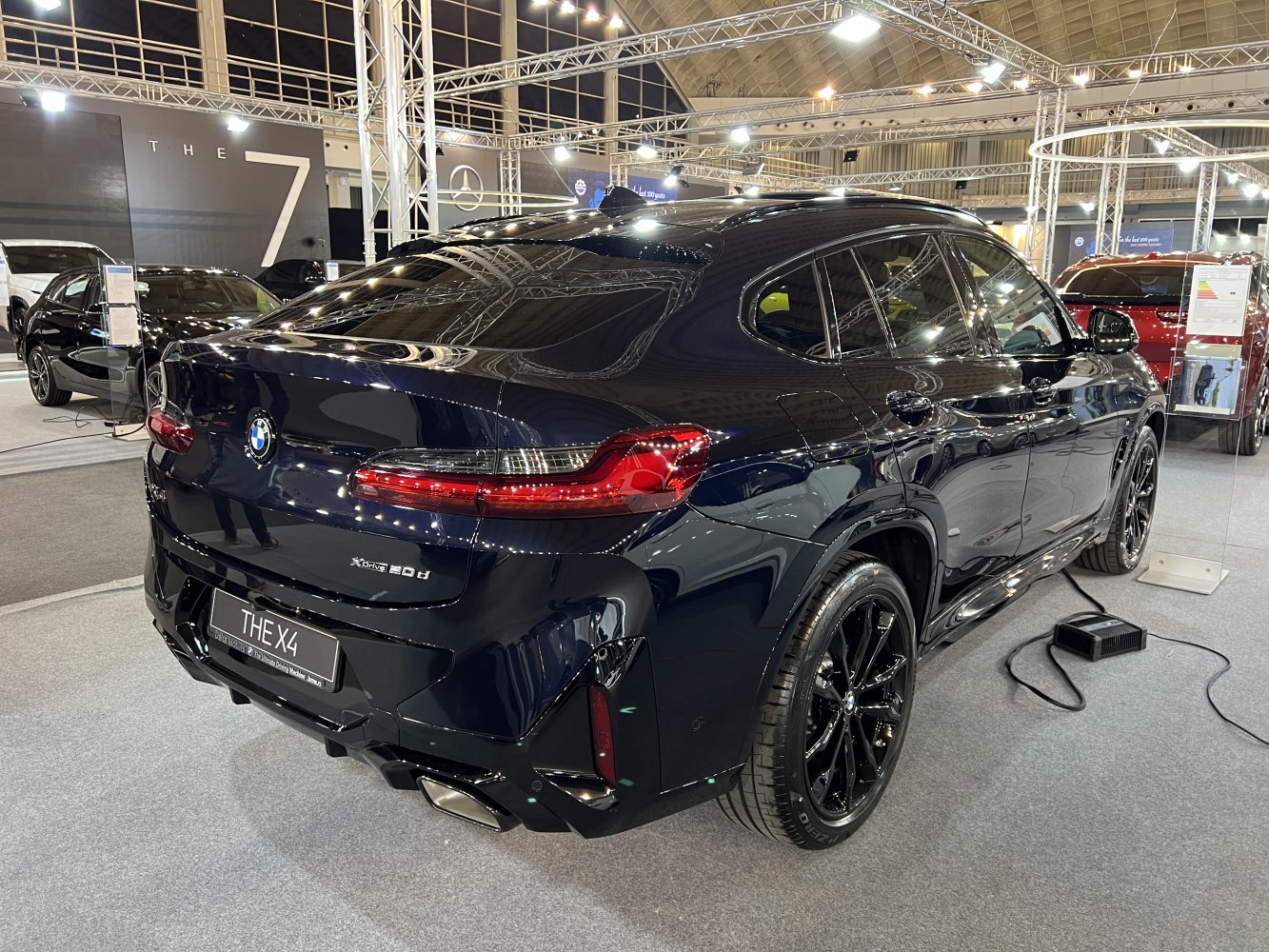 Rear view of SUV with LED taillights and black alloy wheels