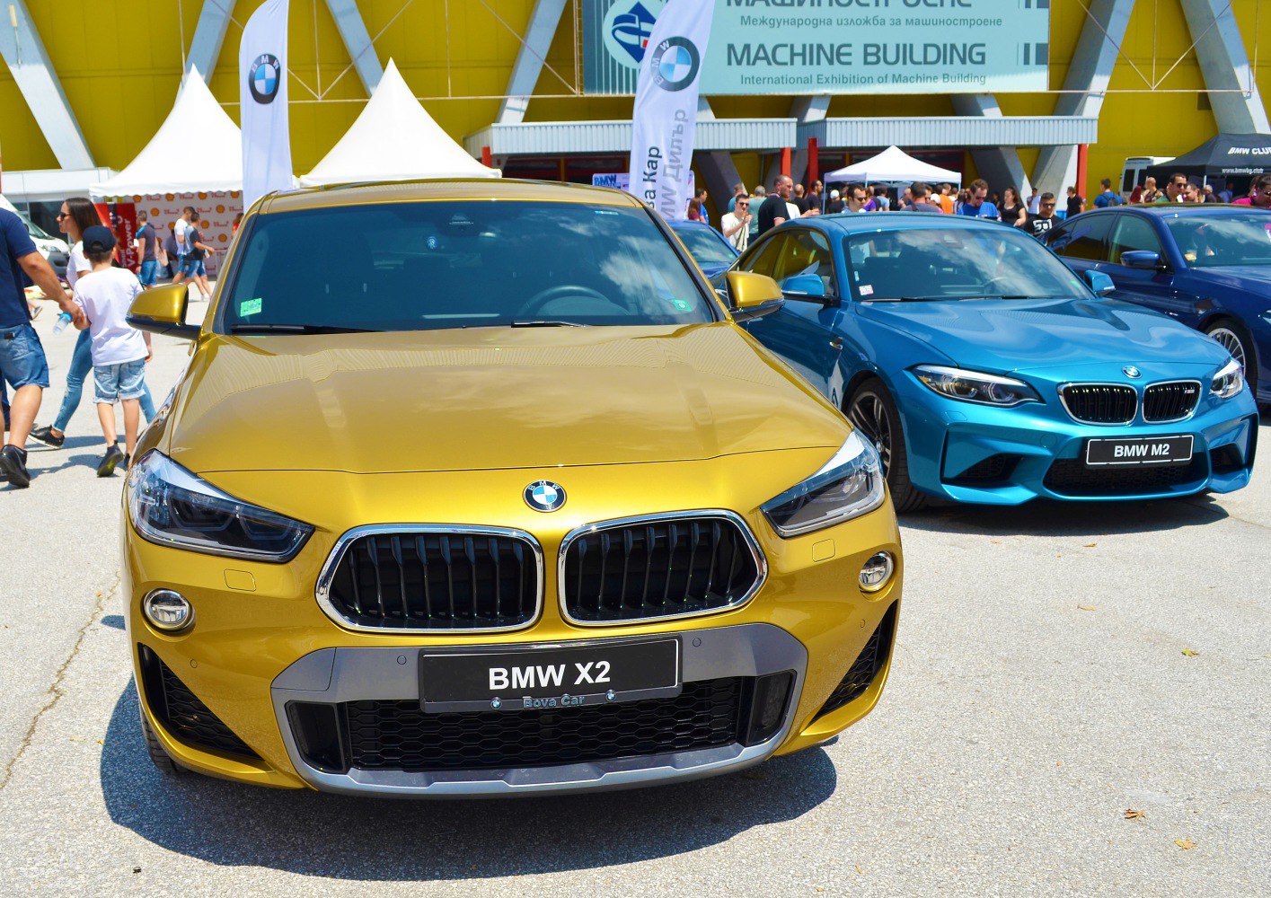 Front view of BMW X2 F39 with kidney grille and LED headlights