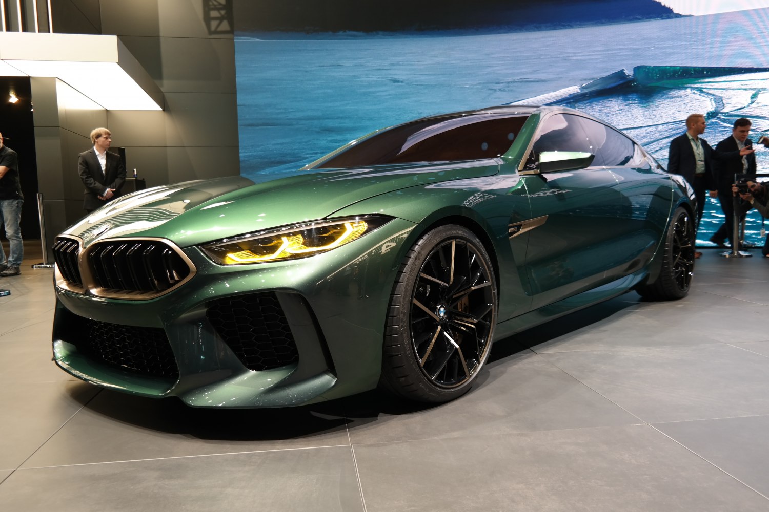 Sleek aerodynamic coupe with aggressive front and sharp headlights