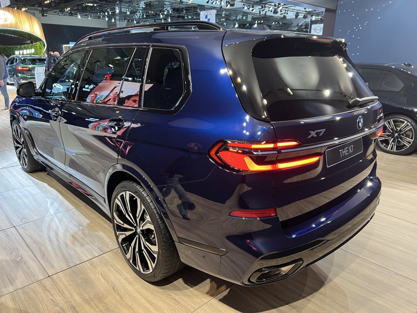 Vehicle rear and side view with LED tail lights and alloy wheels