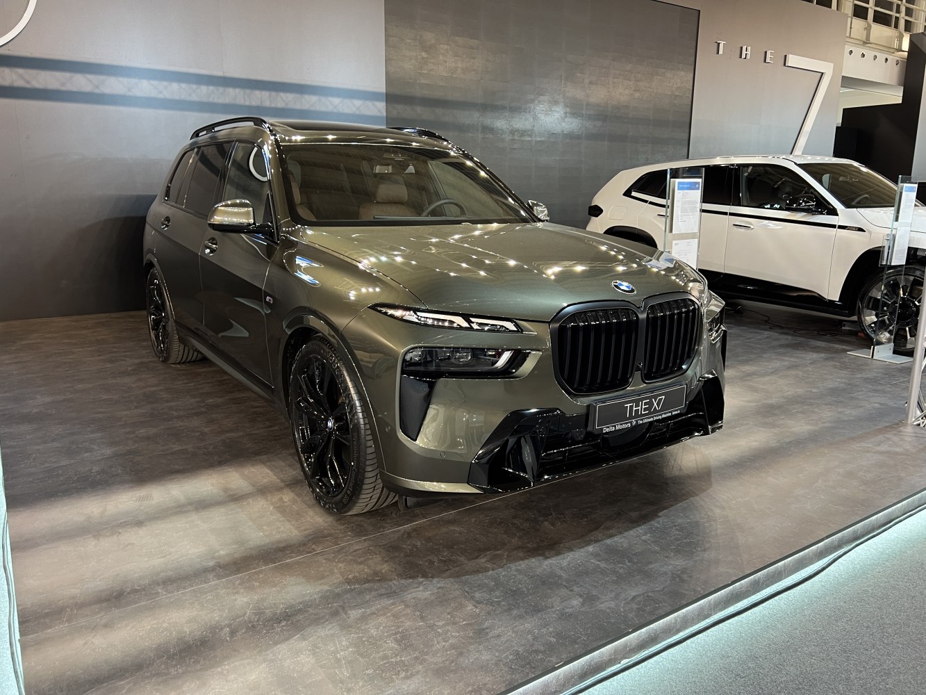 Front grille and LED headlights of a luxury SUV