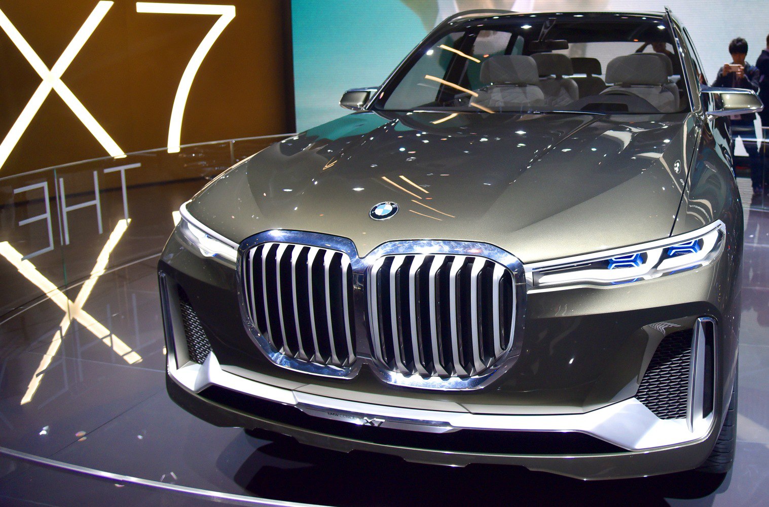 Large dual kidney grille with futuristic LED headlights