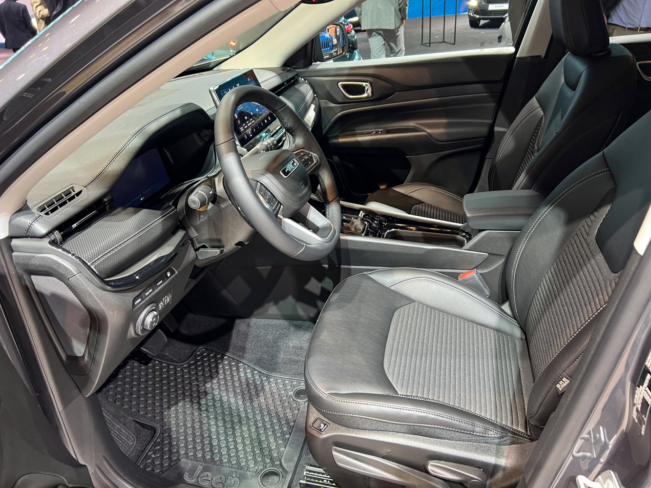 Modern interior with digital dashboard and leather seats