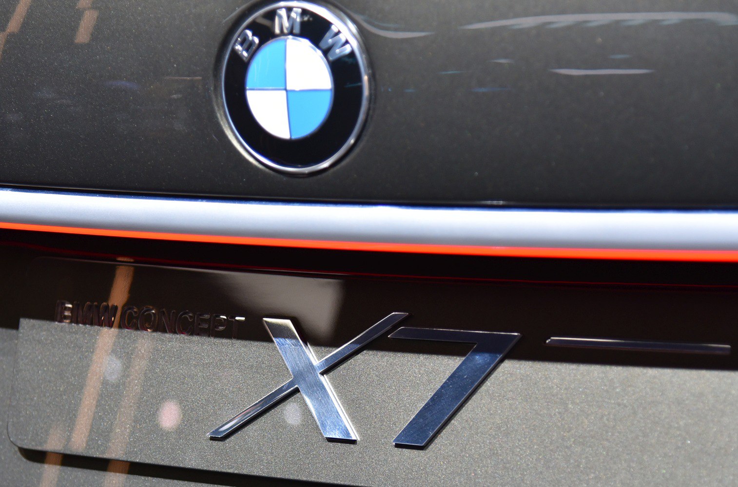 Close-up of BMW X7 concept emblem and badge