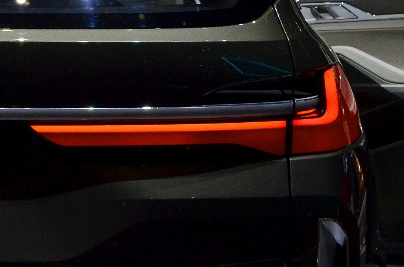 Close-up of sleek rear LED tail light design with horizontal light bar.