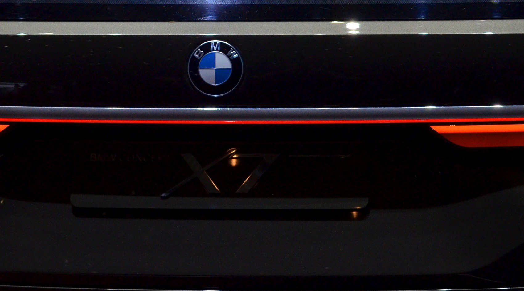 BMW rear emblem and illuminated tail light detail