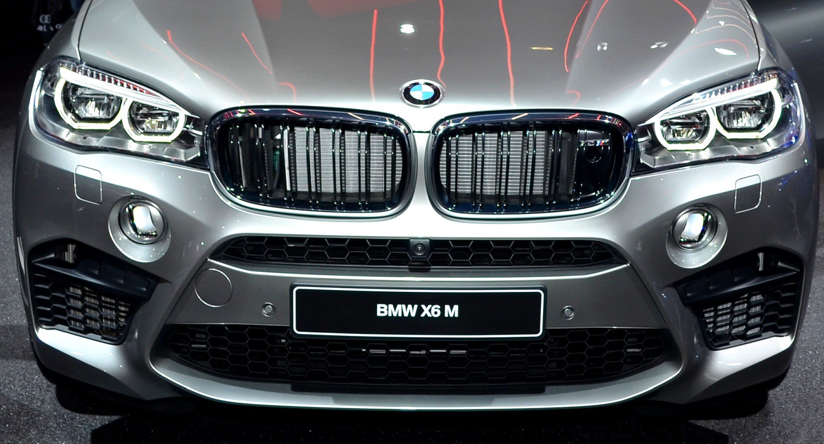 BMW X6 M front grille and LED headlights close-up