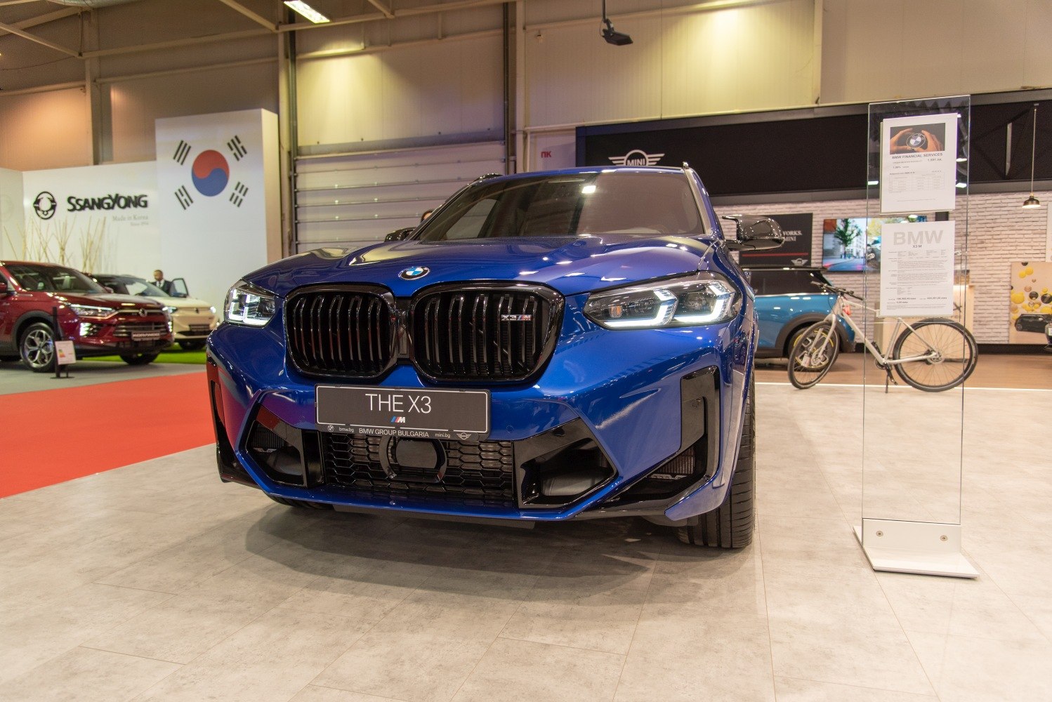 Front grille and LED headlights of a modern sporty SUV