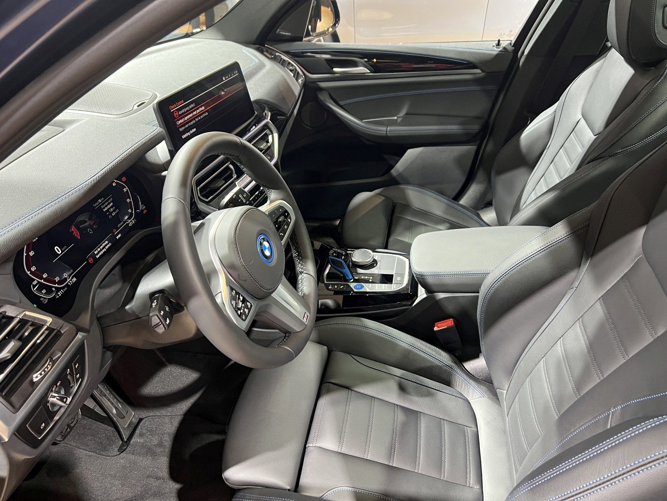 Luxury car interior with digital dashboard and modern cockpit design
