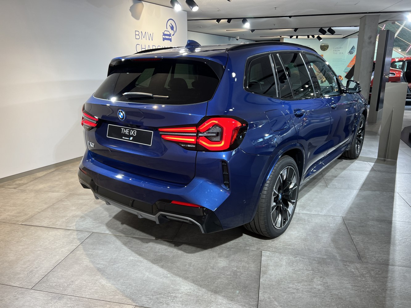 Rear and side view with LED taillights and alloy wheels