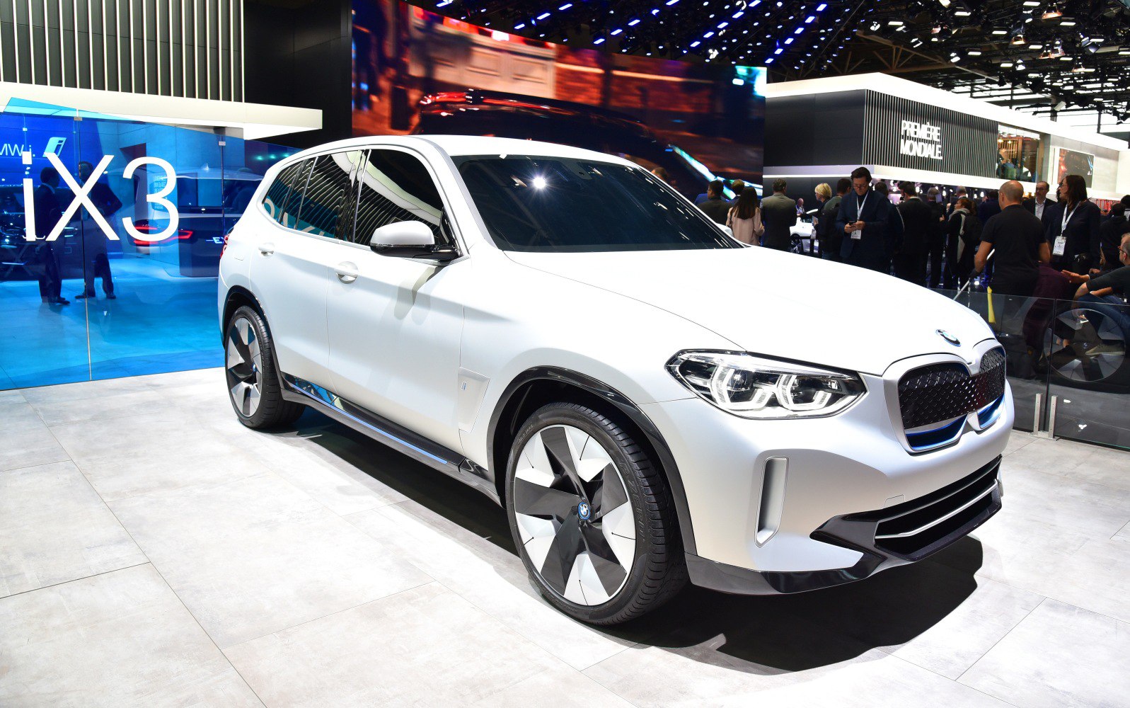 Electric SUV with aerodynamic wheels and LED headlights