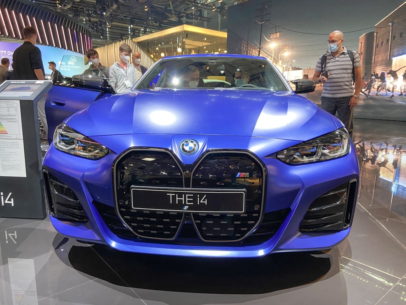 Front view with kidney grille and sleek headlights in blue