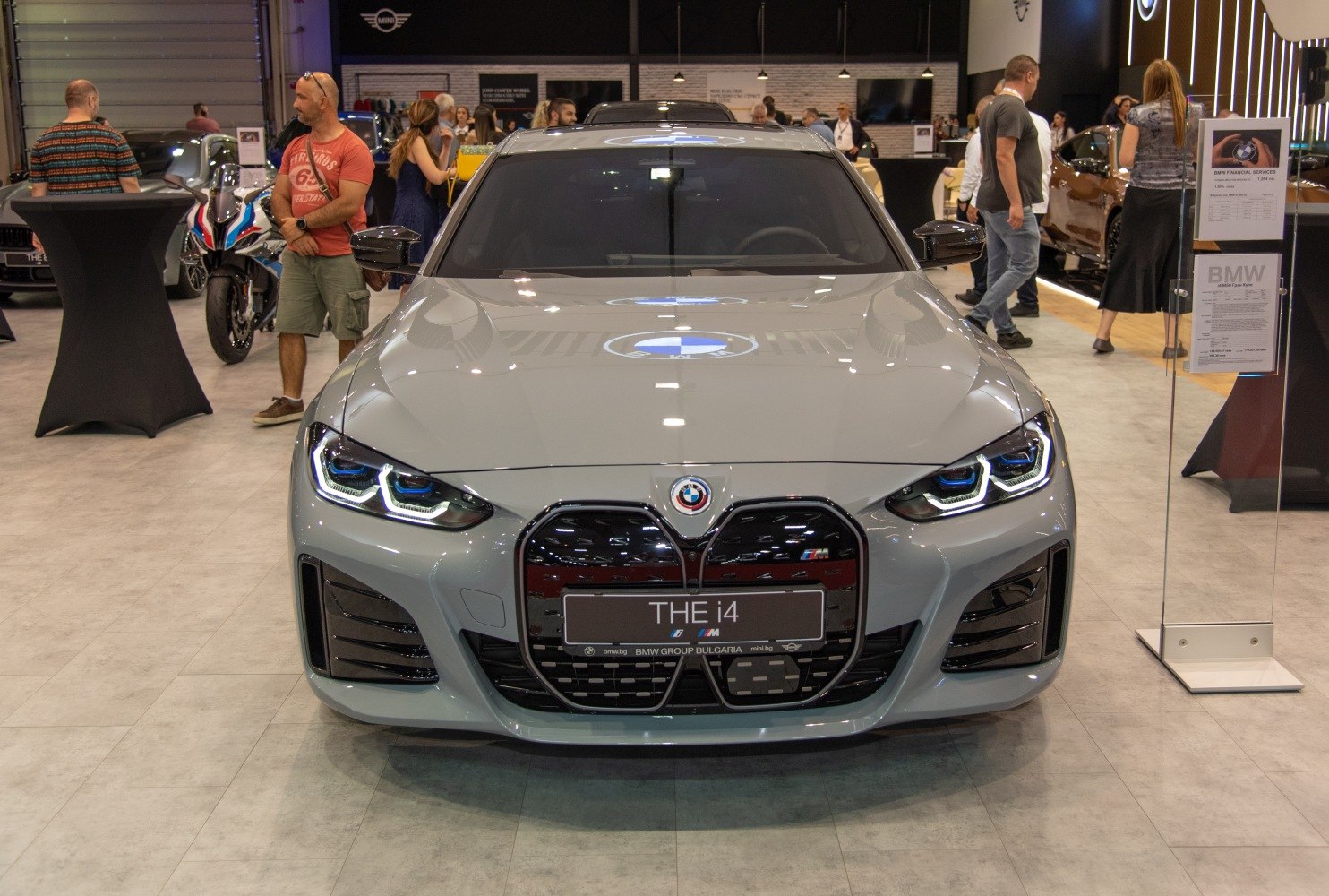 Front view with large kidney grille and LED headlights.