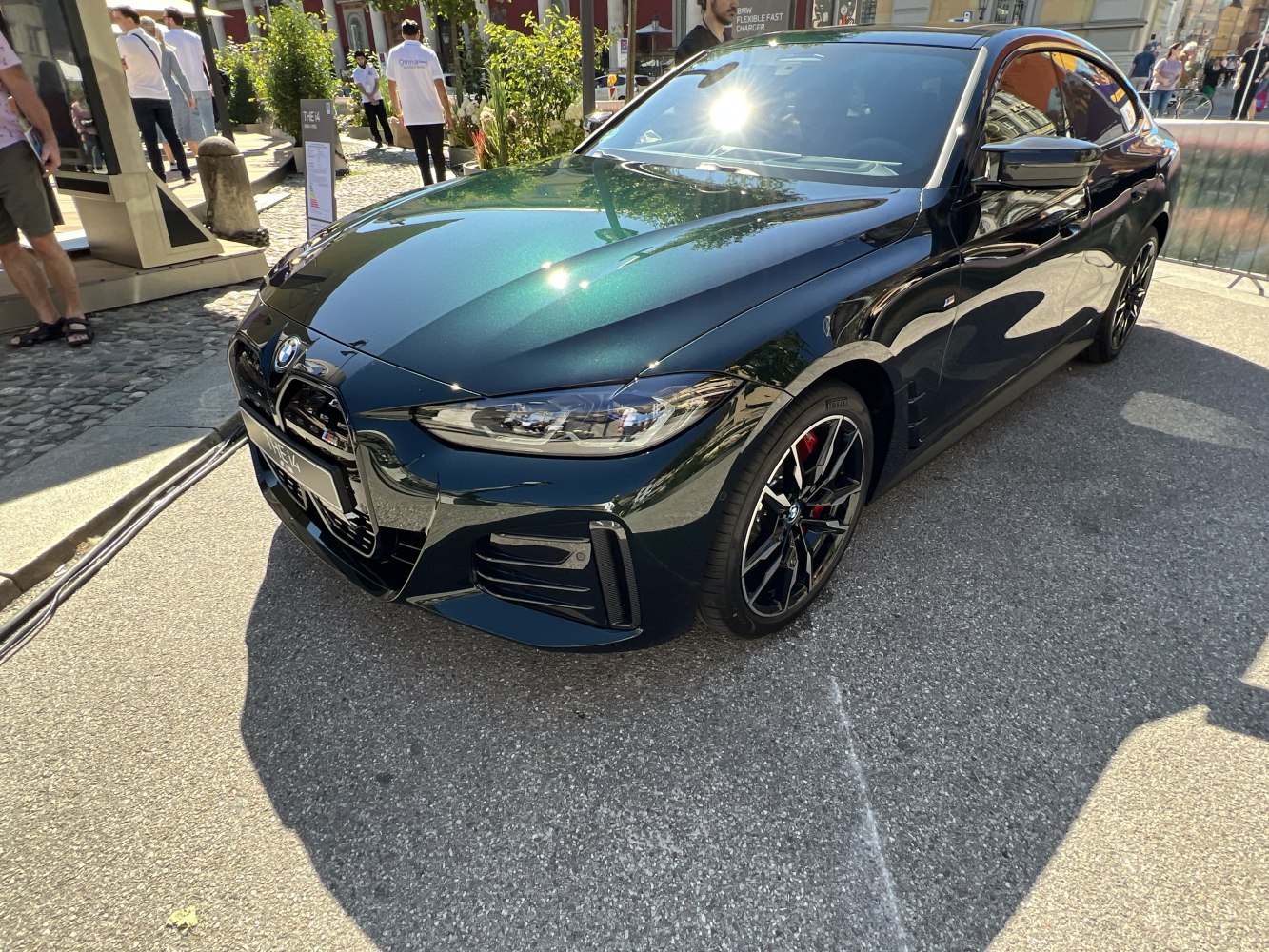 Sleek front end with sharp headlights and stylish alloy wheels