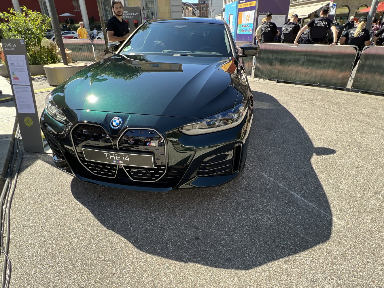 Front view with kidney grille and sleek headlights