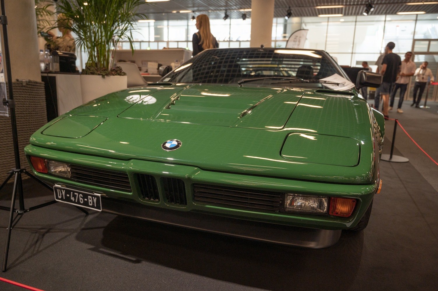 Front view with pop-up headlights and green hood