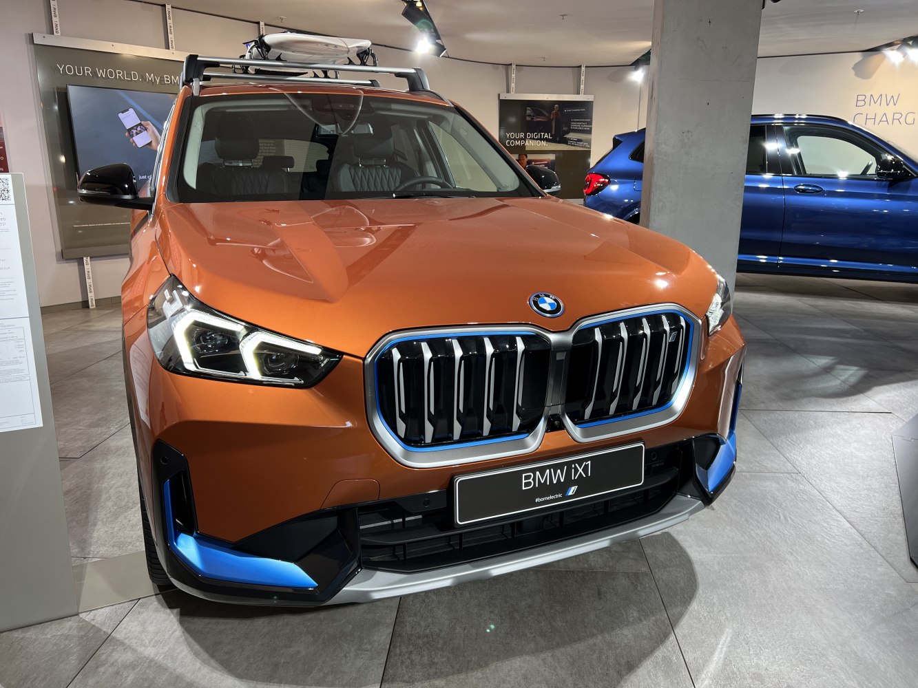 Front view with LED headlights and large kidney grille