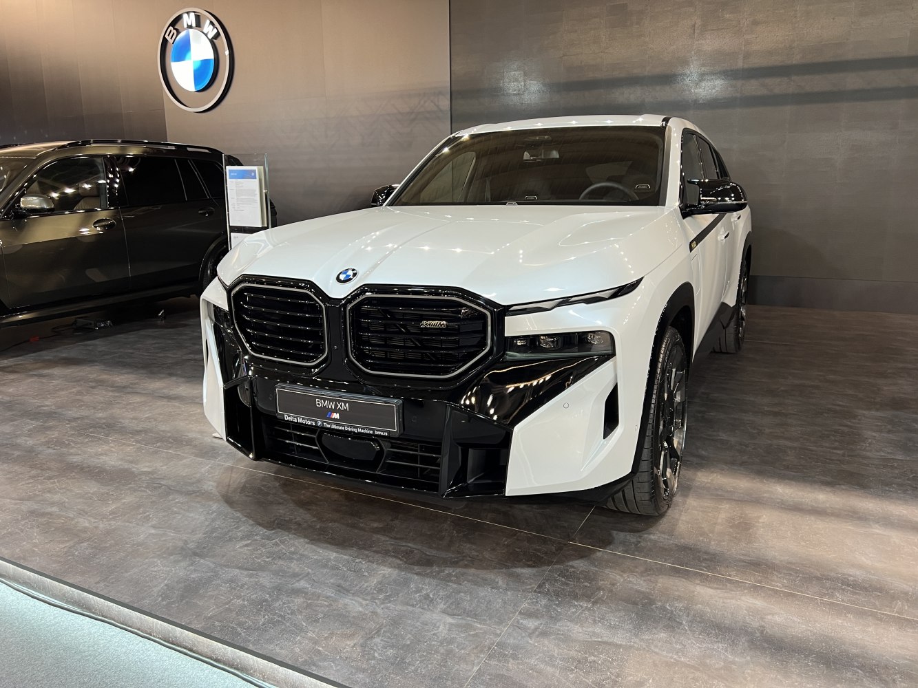 Aggressive front grill and sleek headlights of a modern luxury SUV