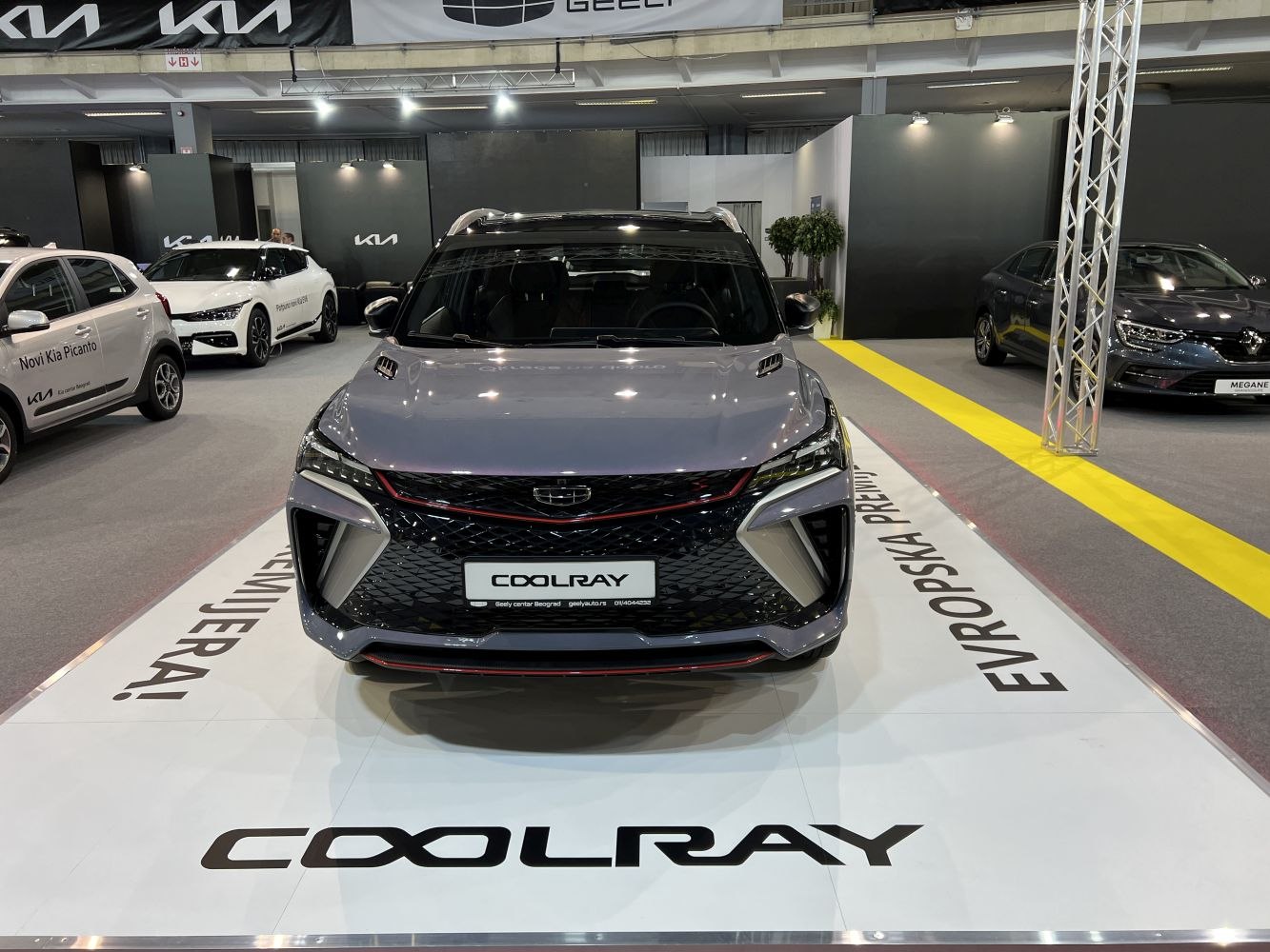 Front view with bold grille and LED headlights