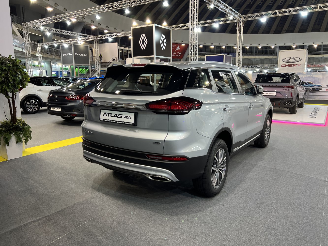 Rear view with LED tail lights and dual exhaust pipes