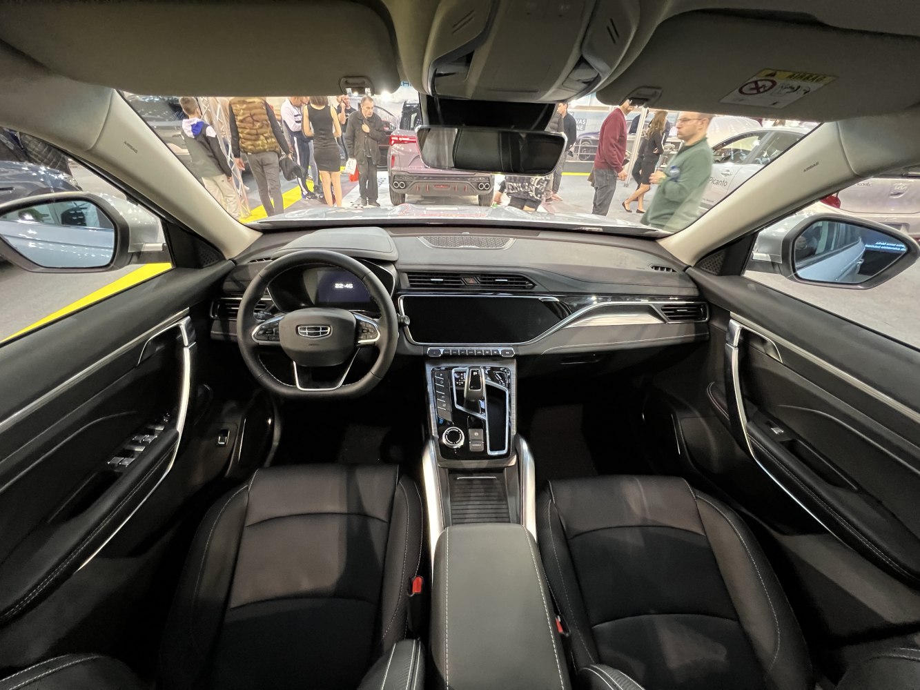 Modern car interior with digital dashboard and center console