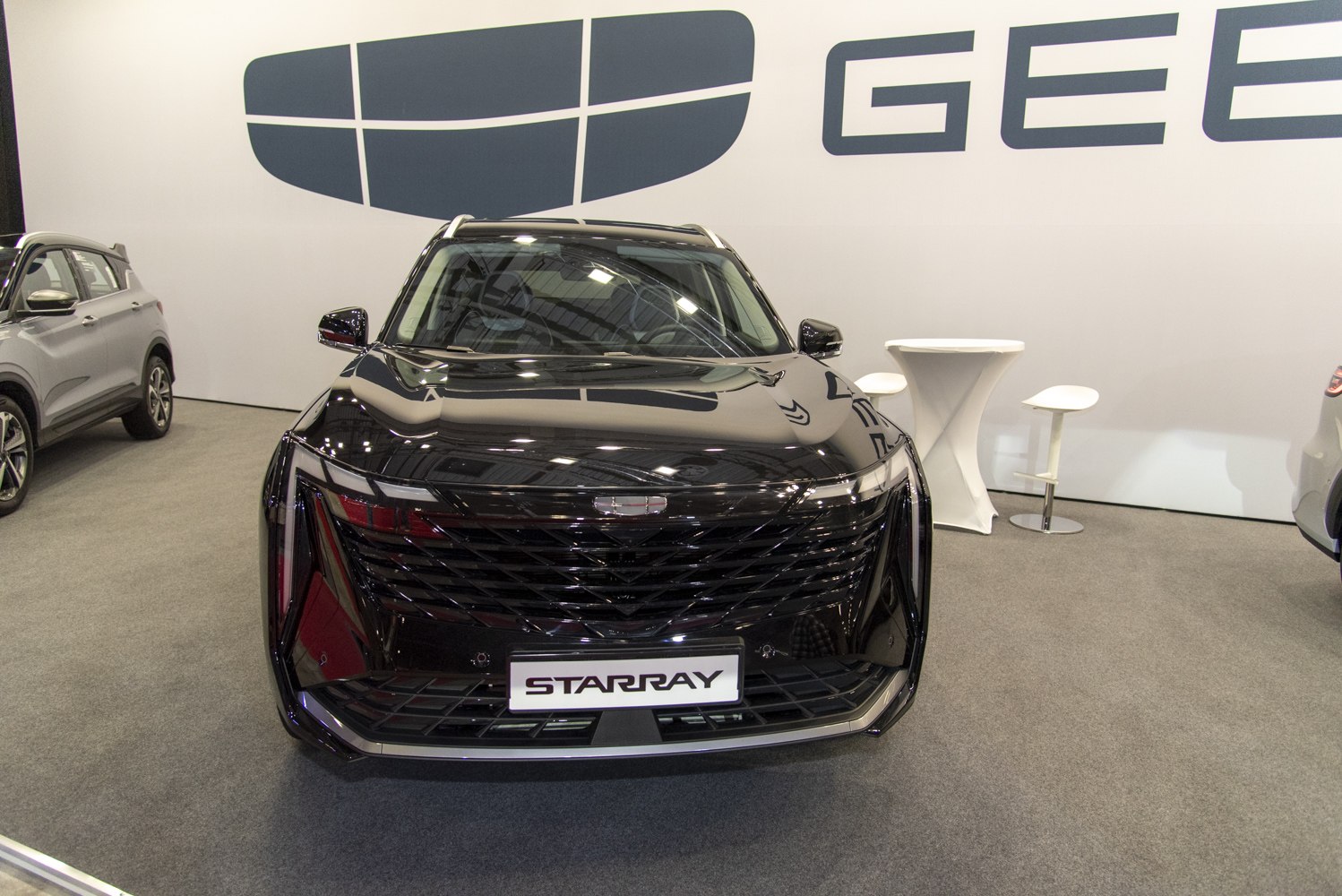 Front view with bold grille and sharp LED headlights