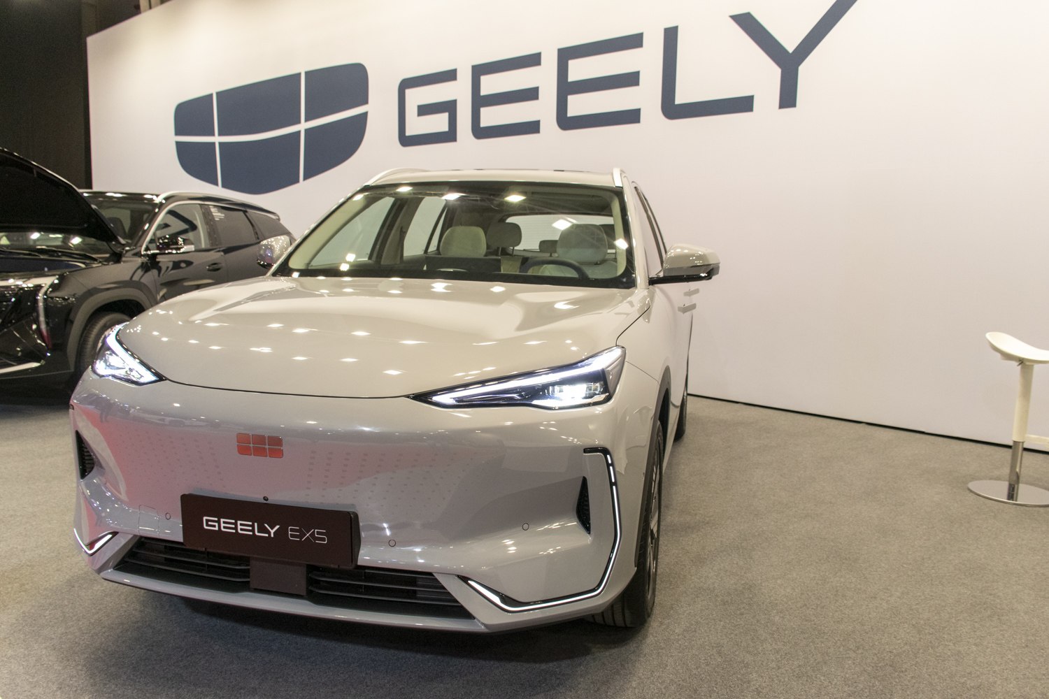 Front view with LED headlights and sleek, modern design lines