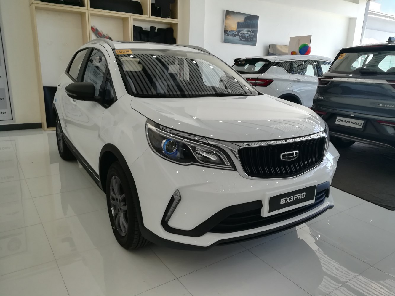 Front grille and LED headlights of a modern compact SUV