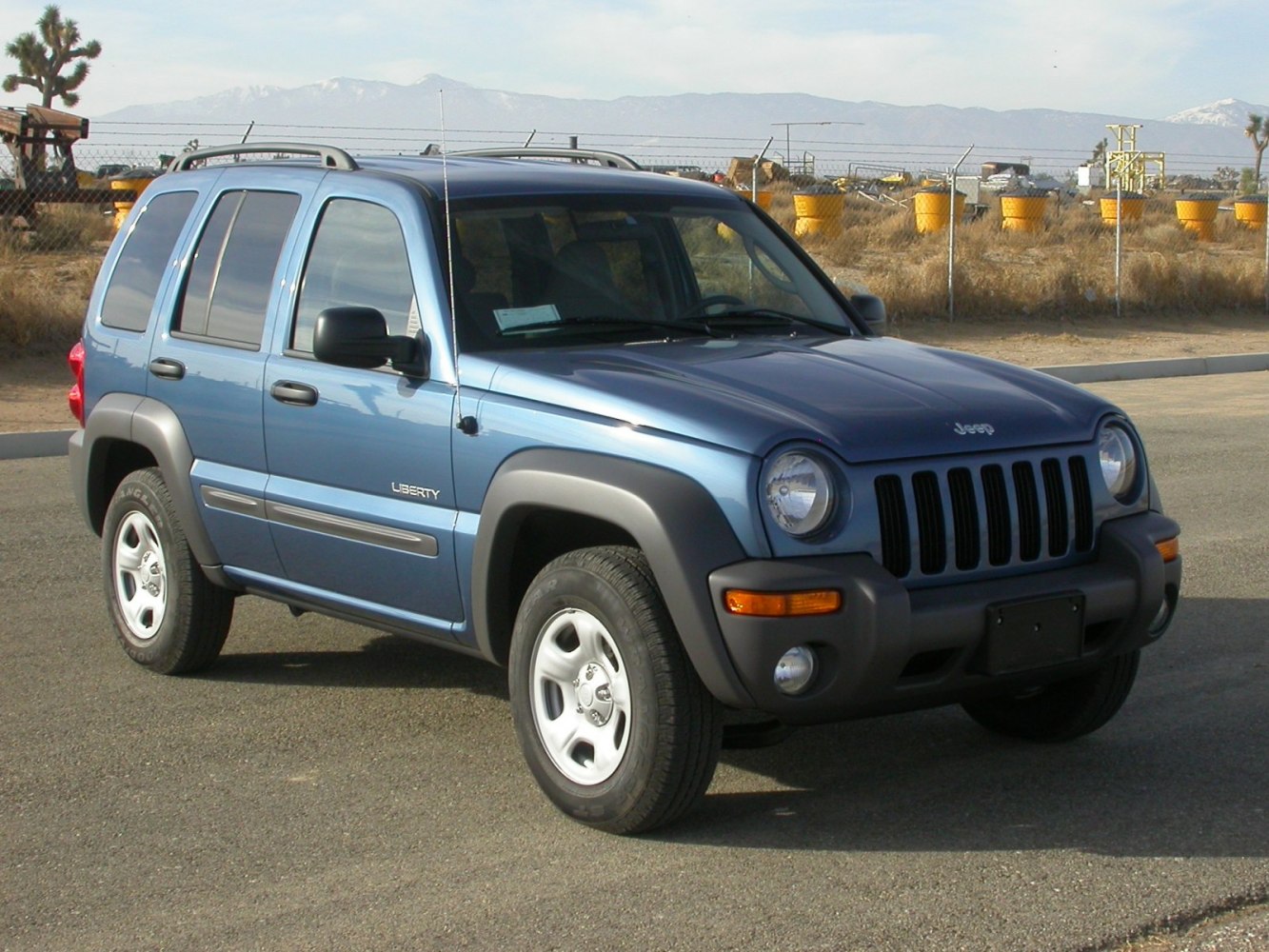 Front three-quarter view of a rugged SUV with round headlights and roof rails